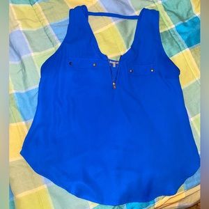 Charlotte Russe Blue Quarter Zip Button Tank sz XL